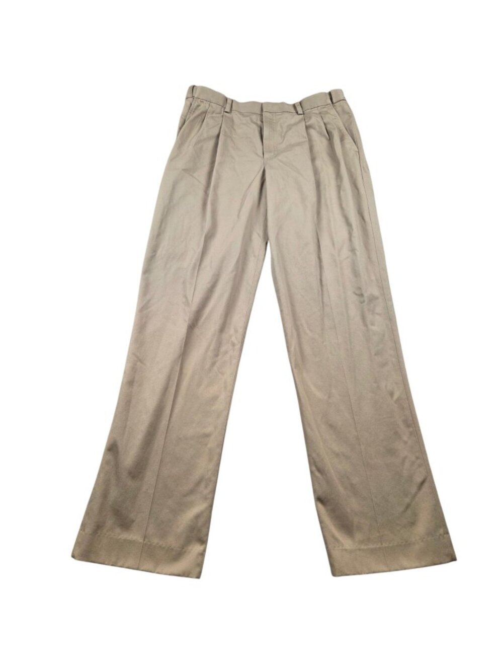 L.L. Bean Pants Men 35x35 Brown Pleated Khaki Comfort Fit Chino Flap Pocket